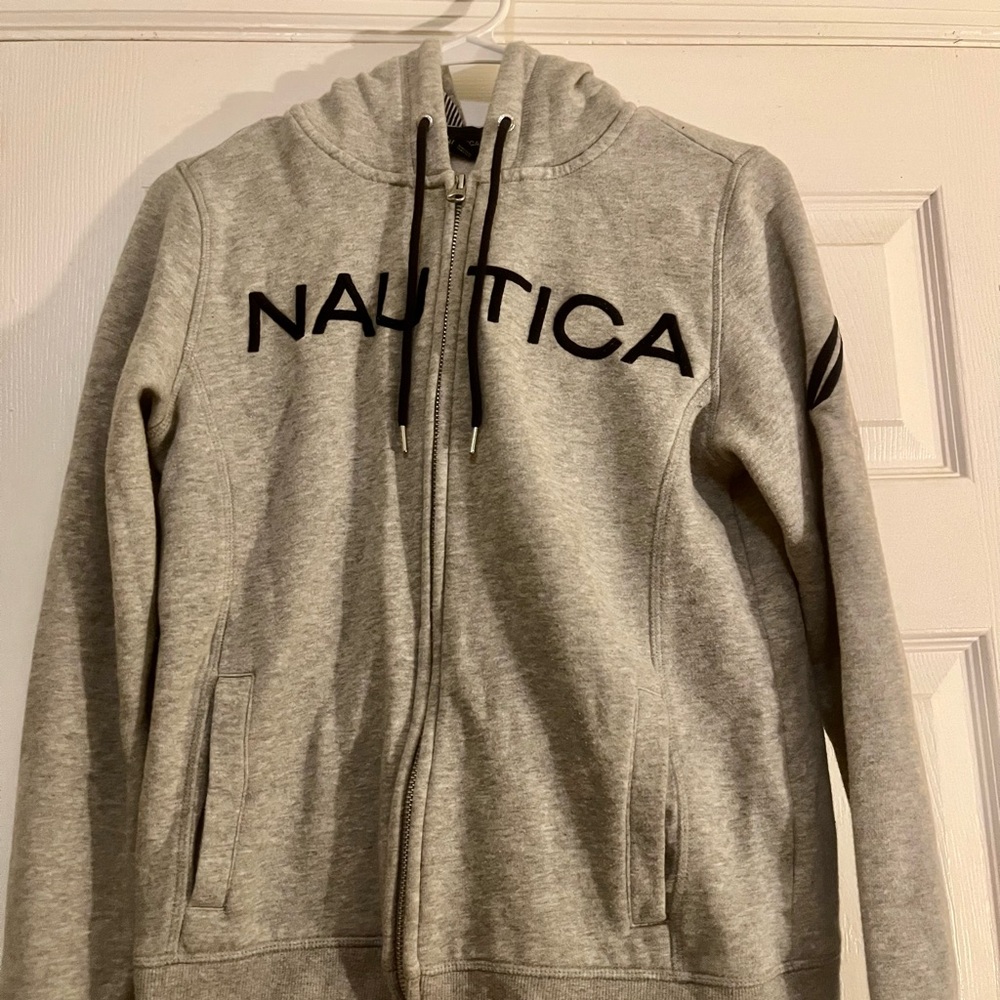 Nautica Gray Zip-Up Hoodie size Small
